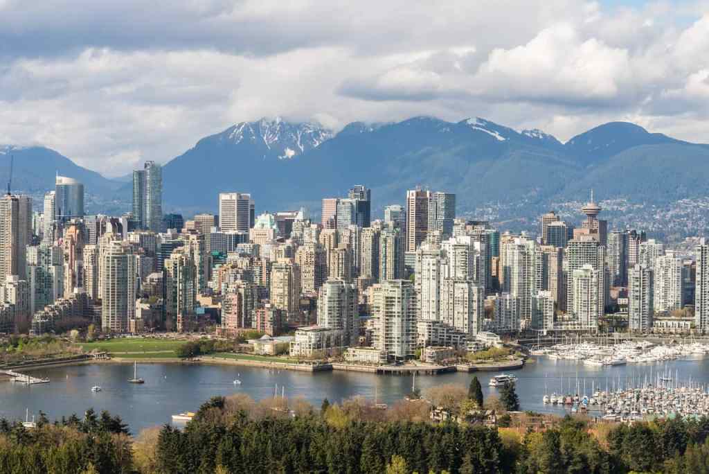 Vancouver city with the mountains behind